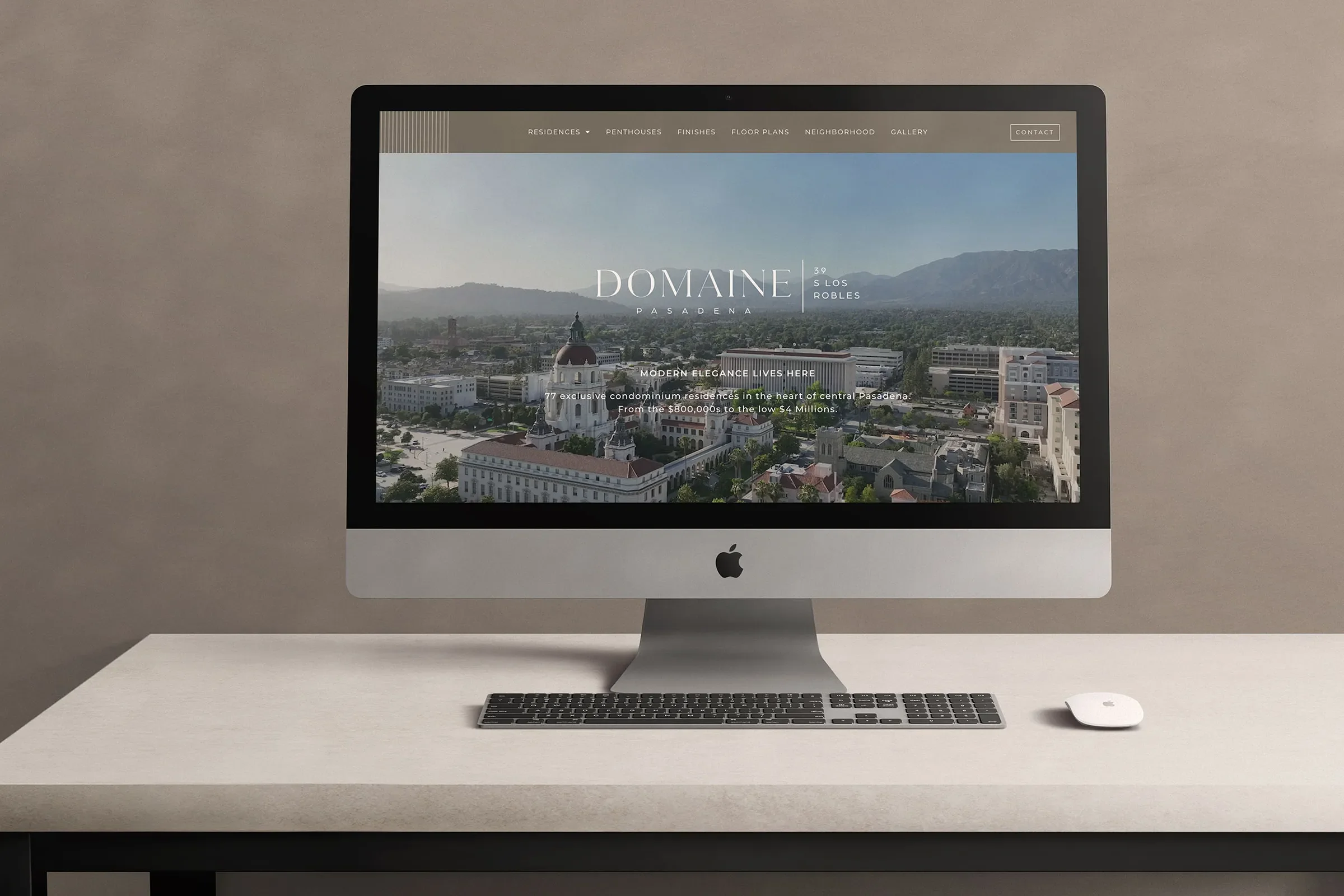 luxury real estate website design for domaine 39, a fully sold condominium community in pasadena, california