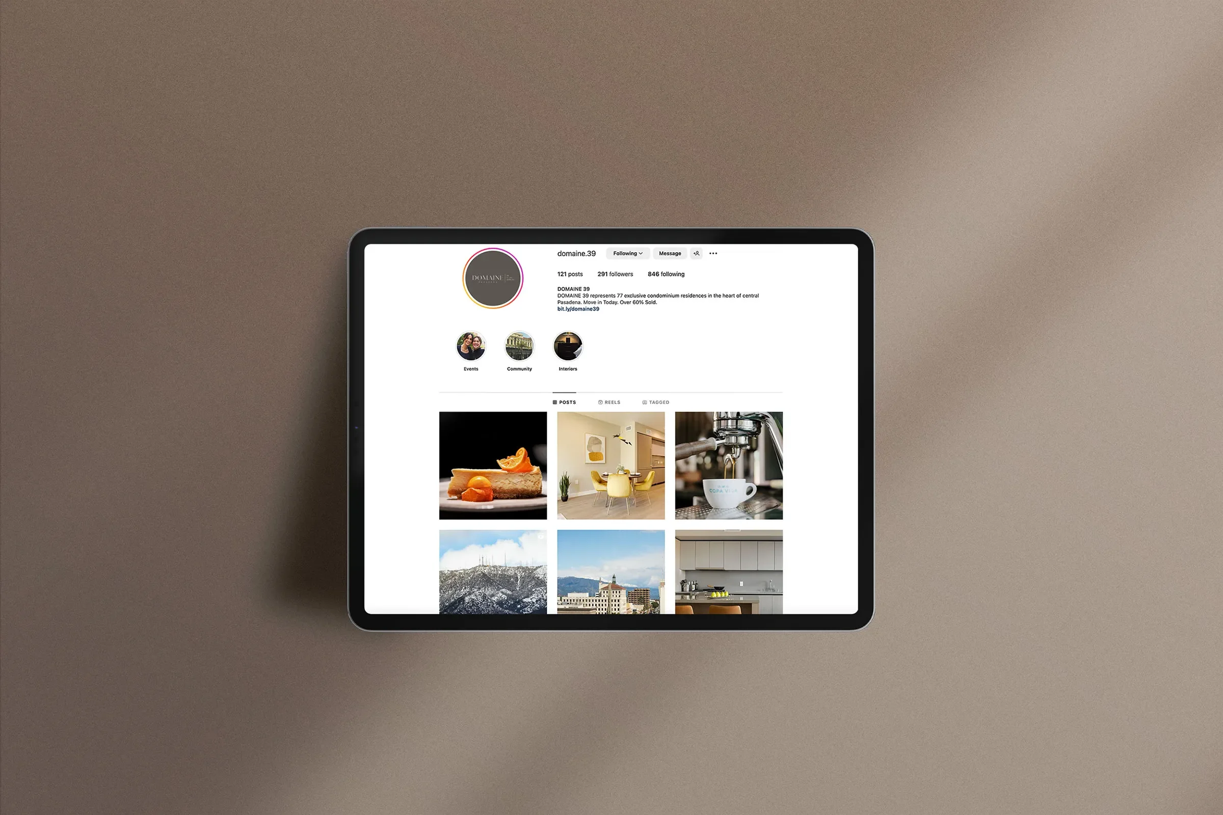 luxury social media management for domaine 39, a fully sold condominium community in pasadena, california