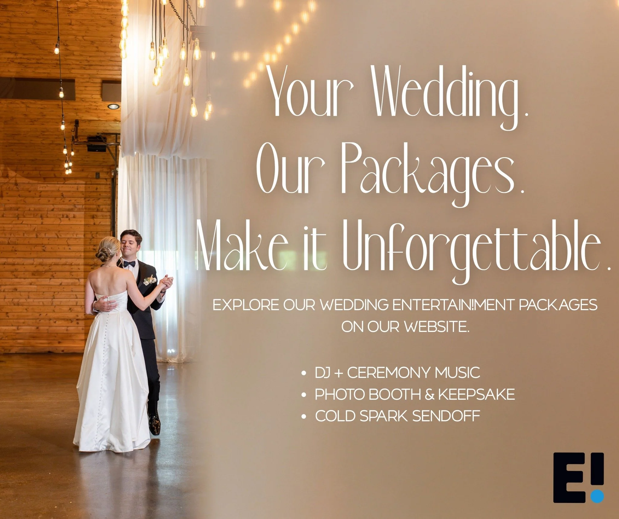 Your wedding deserves more than just music &mdash; it deserves an experience.

From ceremony to last dance, our wedding packages are built to bring your vision to life. DJs, photo booths, lighting, cold sparks &amp; more.

👉 Explore our wedding pack