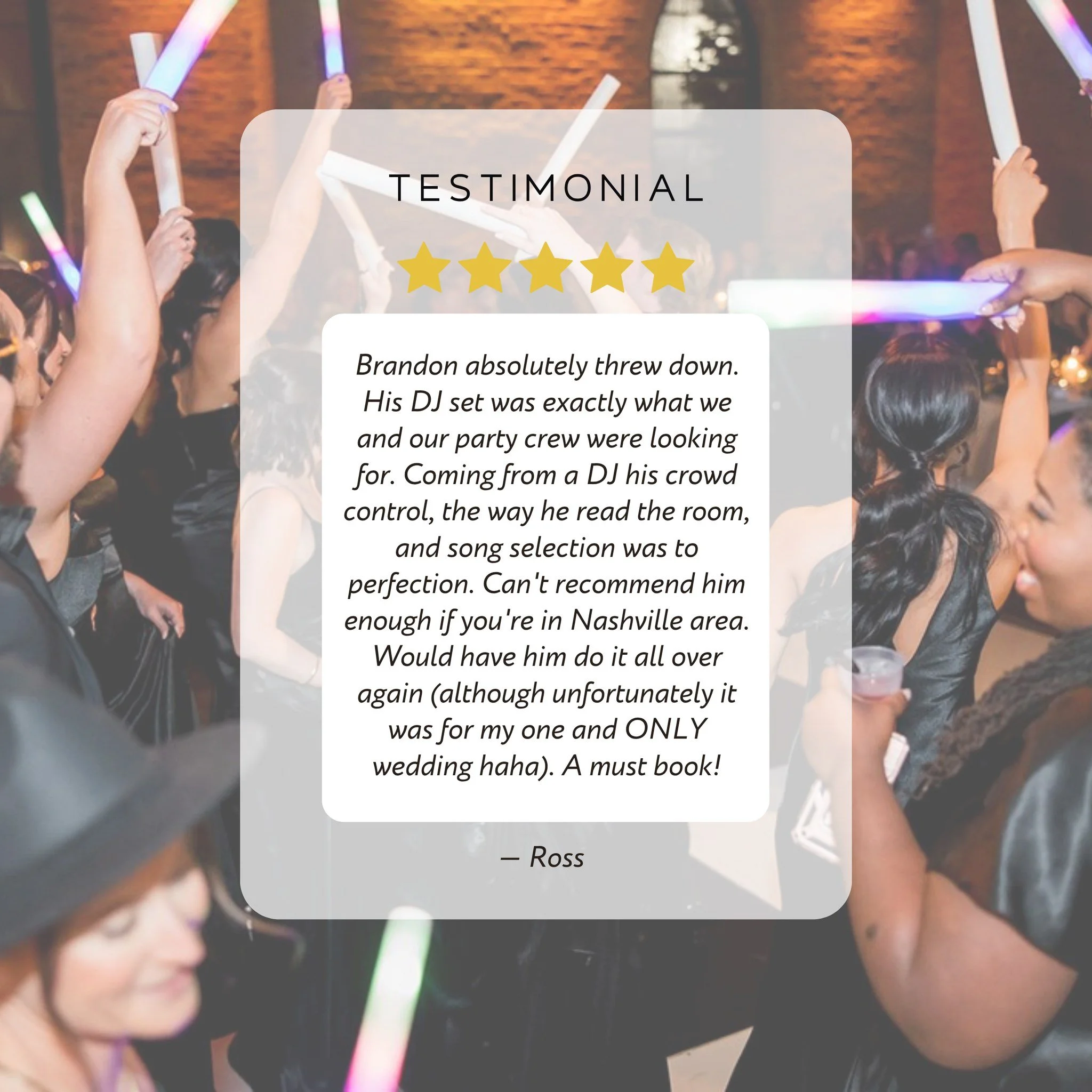 5 stars from couples who trusted us with their big day ⭐⭐⭐⭐⭐
We don&rsquo;t take that lightly &mdash; and we bring that same energy to every celebration.

#NashvilleWeddingDJ #TennesseeWeddings #WeddingReviews #WeddingEntertainment #EntertainEvents