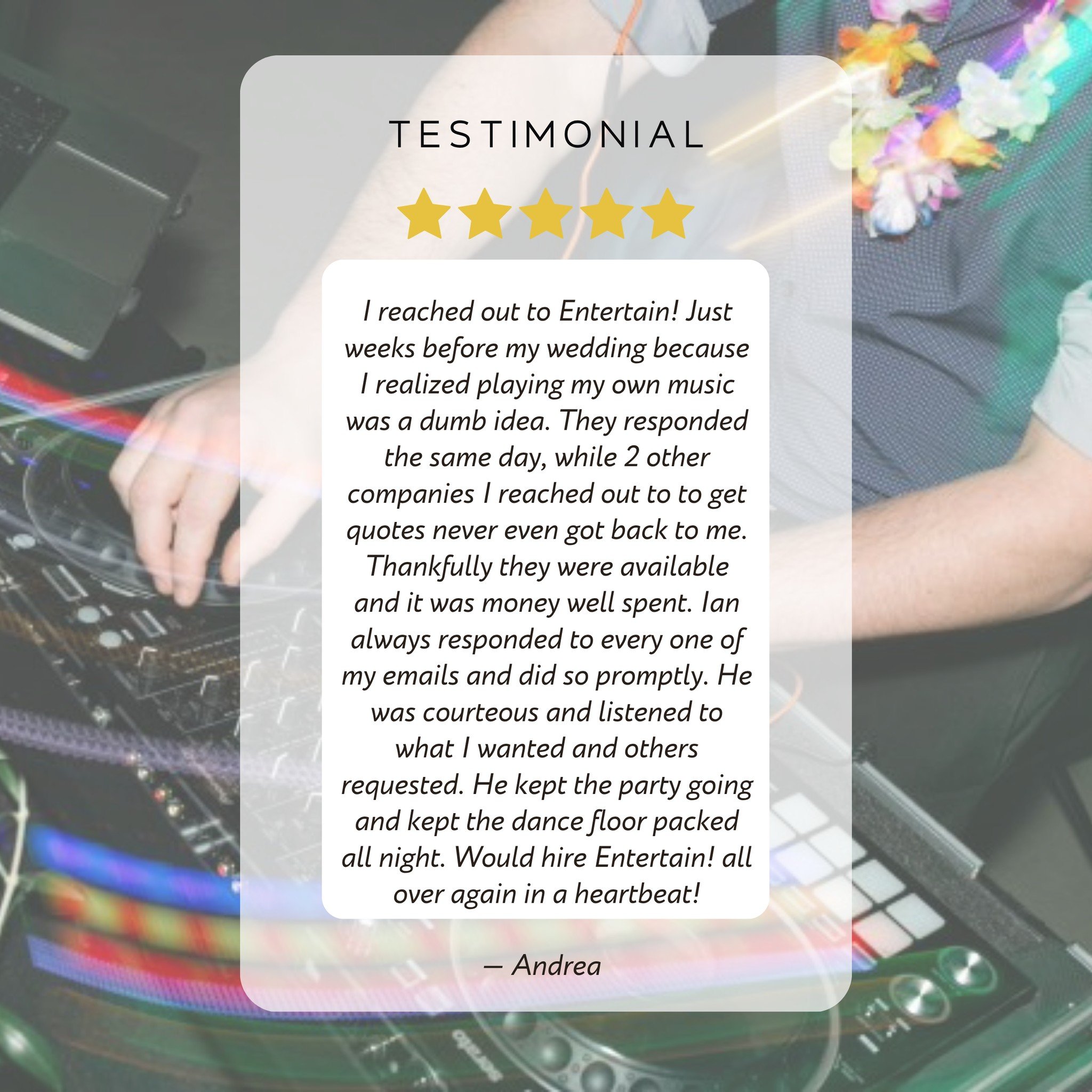 That&rsquo;s exactly the experience we aim to give every single client &mdash; smooth communication from start to finish and a dance floor that never slows down.

Planning an event? Let&rsquo;s make it one your guests won&rsquo;t stop talking about. 