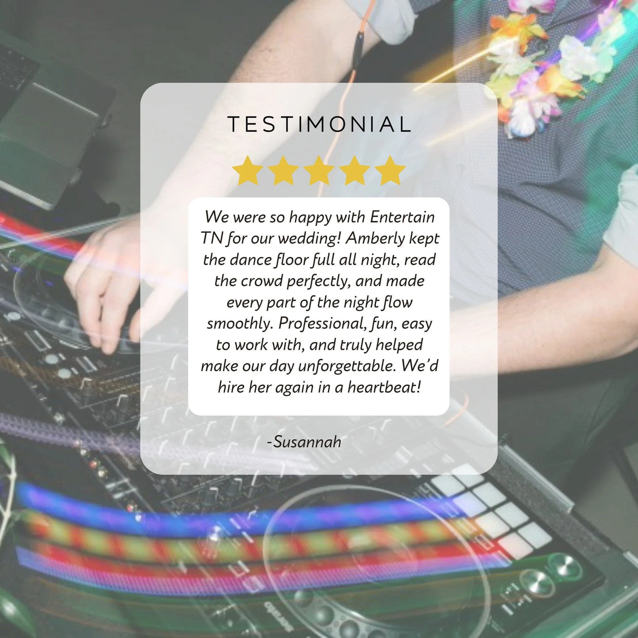 Nothing means more to us than hearing our couples had the best night ever 🤍 From the ceremony to the last dance, we&rsquo;re here to keep the energy up and the moments unforgettable. Thank you, Susannah, for trusting Entertain TN to be part of your 