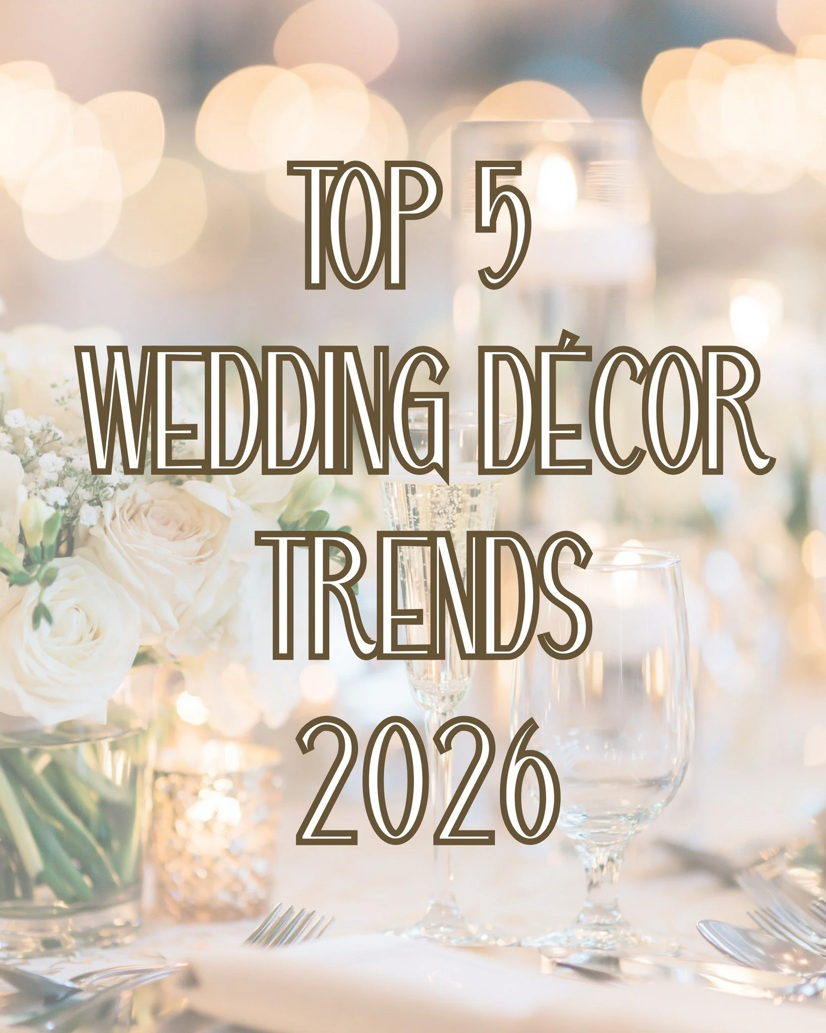 Wedding d&eacute;cor is having a MOMENT in 2026. ✨💍

From romantic candlelight to bold color and elevated western details, couples are finding so many ways to make their wedding feel like *them*.

We rounded up 5 wedding d&eacute;cor trends we&rsquo