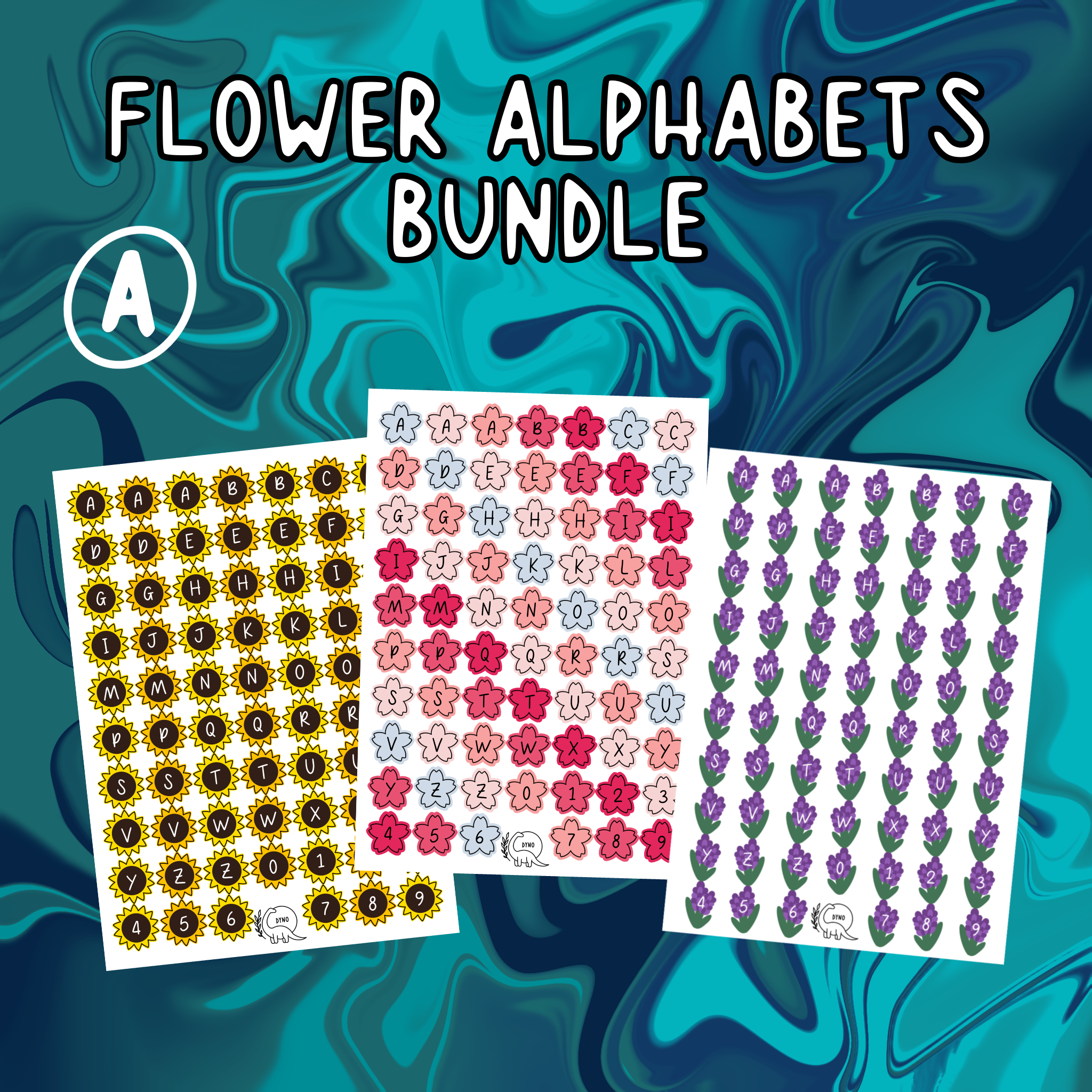 Flower alphabets bundle