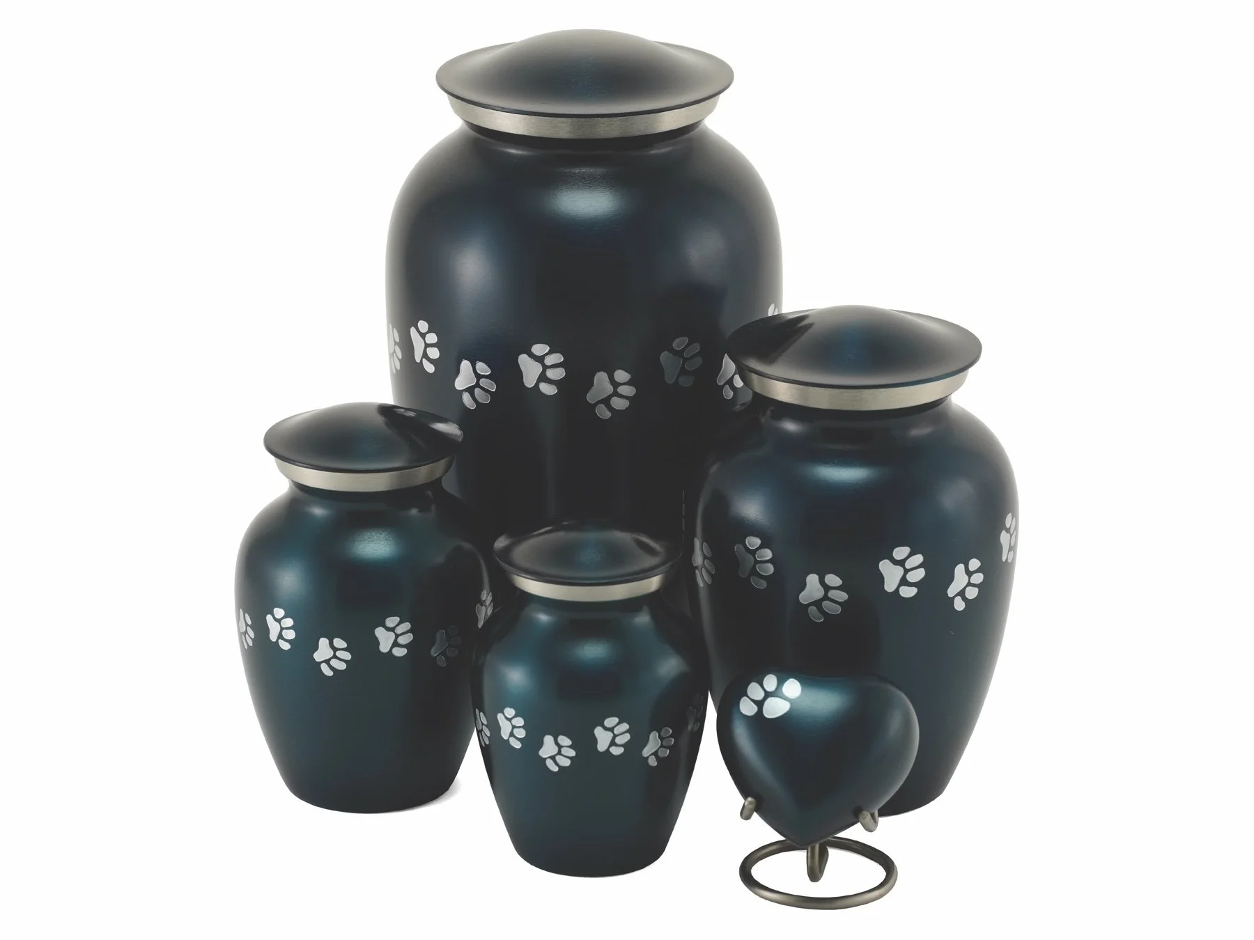 Classic Paw Print Pet Urn - Navy Blue
