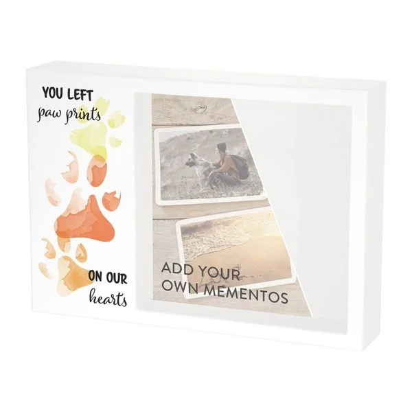 Pet Shadow Box Urn - Loved Beyond Words - Red Paw Prints