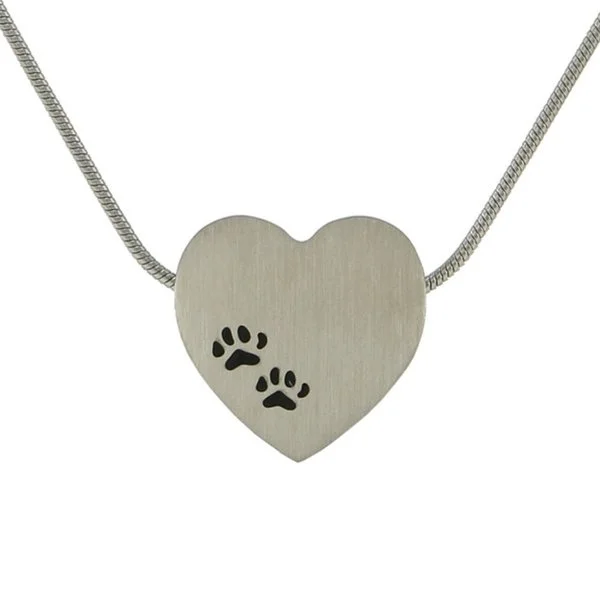 Pewter Heart Pendant with Paw Prints