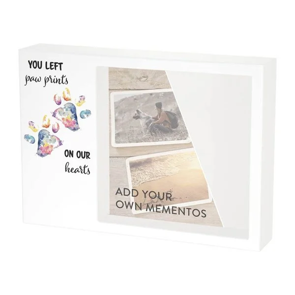 Shadow Box Urn - Paw Prints - Rainbow