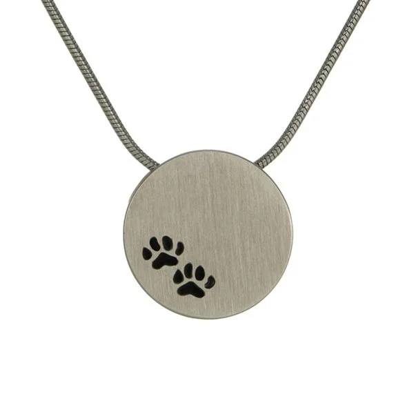 Pewter Round Pendant with Paw Prints
