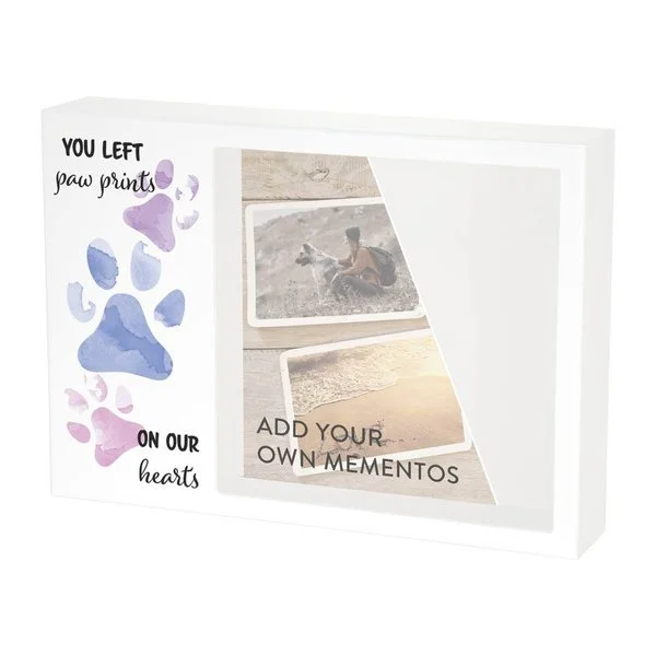 Pet Shadow Box Urn - Loved Beyond Words - Purple Paw Prints