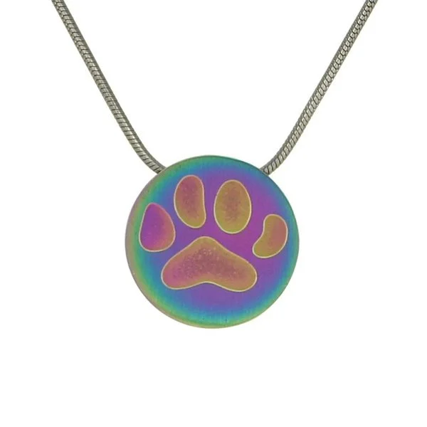 Rainbow Round Pendant - Large Paw Necklace