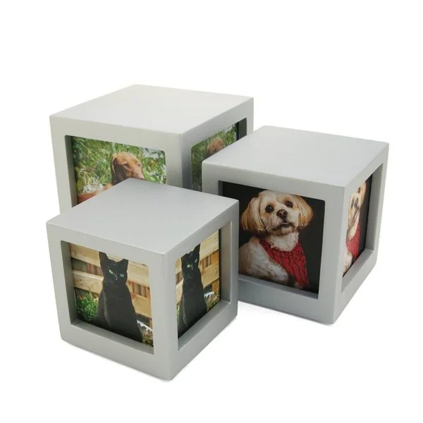 Photo Cube Urn - Silver