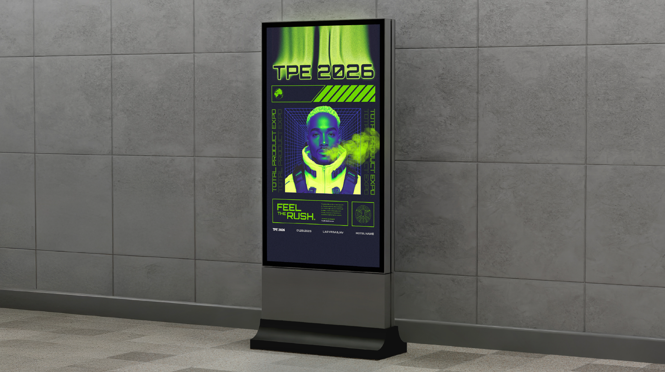 An image of a digital out of home advertisement as their marketing called for advertising beyond the web.