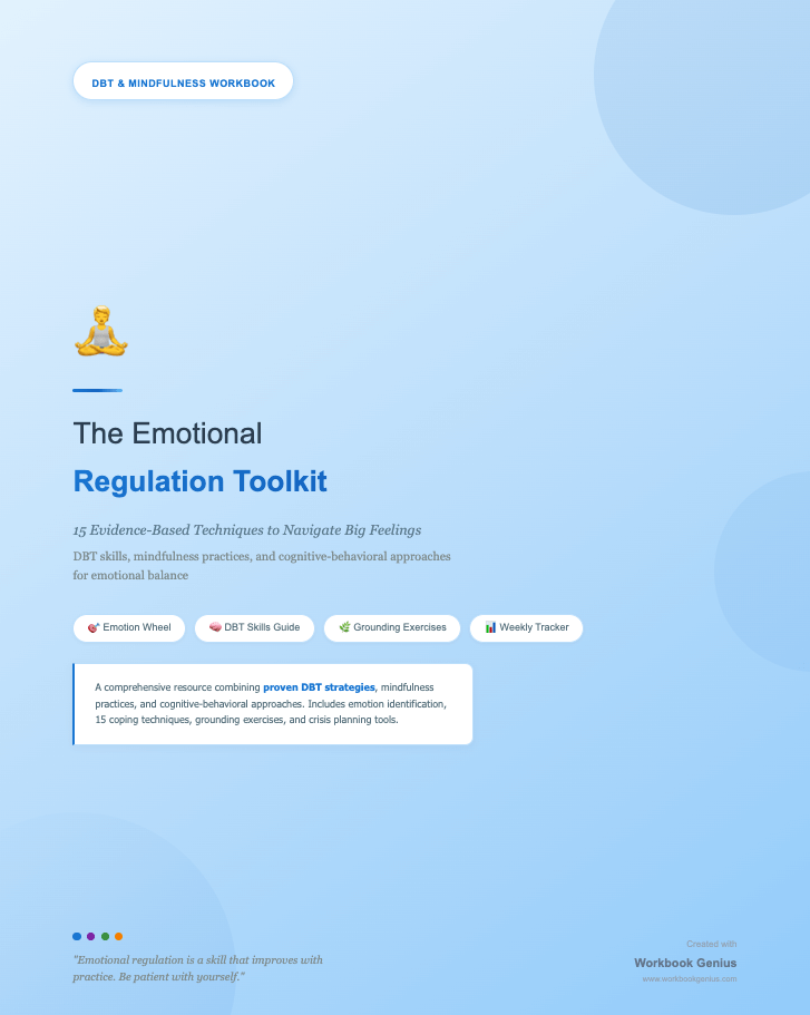 Emotional Regulation Toolkit — DBT, Mindfulness & CBT Skills (Printables) — PDF