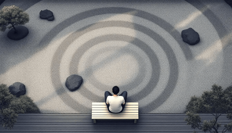 An illustration showing a person deep in thought, representing the process of identifying trigger thoughts and racing thoughts.