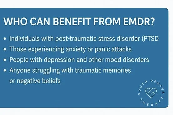 EMDR therapy benefits people with PTSD, anxiety, depression, and negative beliefs