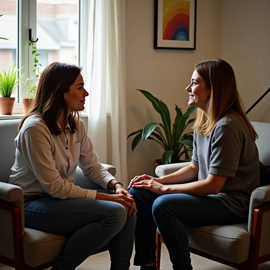 gay female couple in counseling