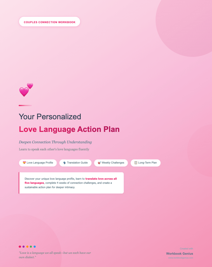 Love Language Action Plan — Printable Couples Guide with Weekly Challenges — PDF