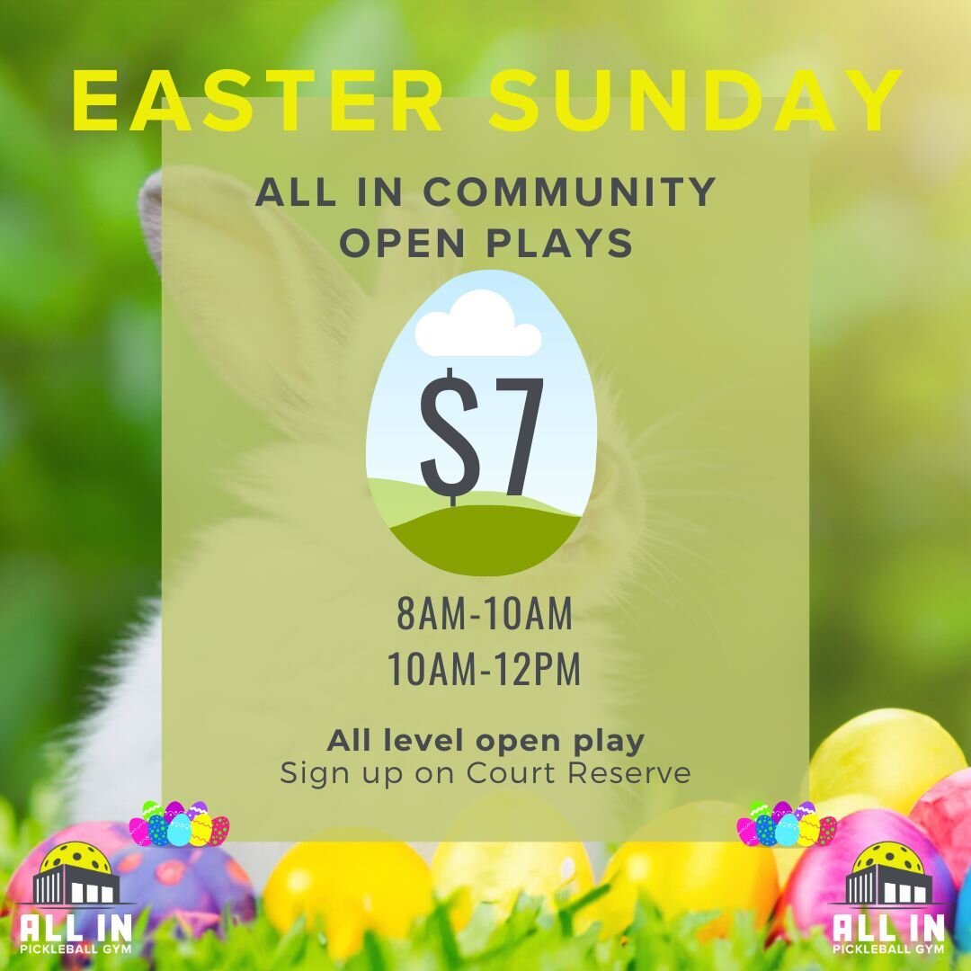 Easter Sunday Deals! (Community Open Plays) Sign up below.
8am-10am
Sign up links in bio.