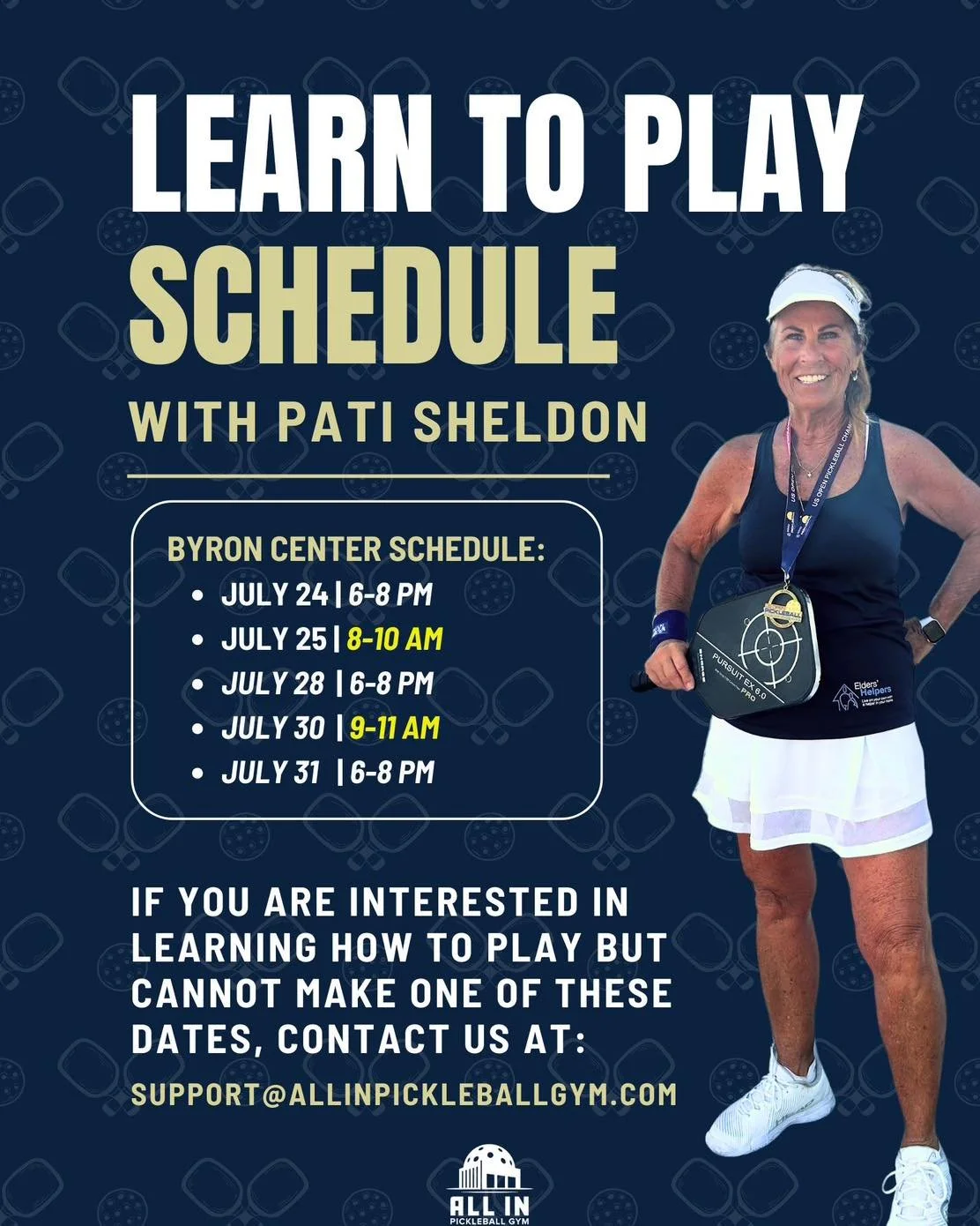 Ready to Learn Pickleball? Come Join Pati Sheldon!

If you're new to the game or just want to feel more confident on the court, this class is the perfect place to start. 
Pati creates a fun, supportive environment where you'll learn the fundamentals 