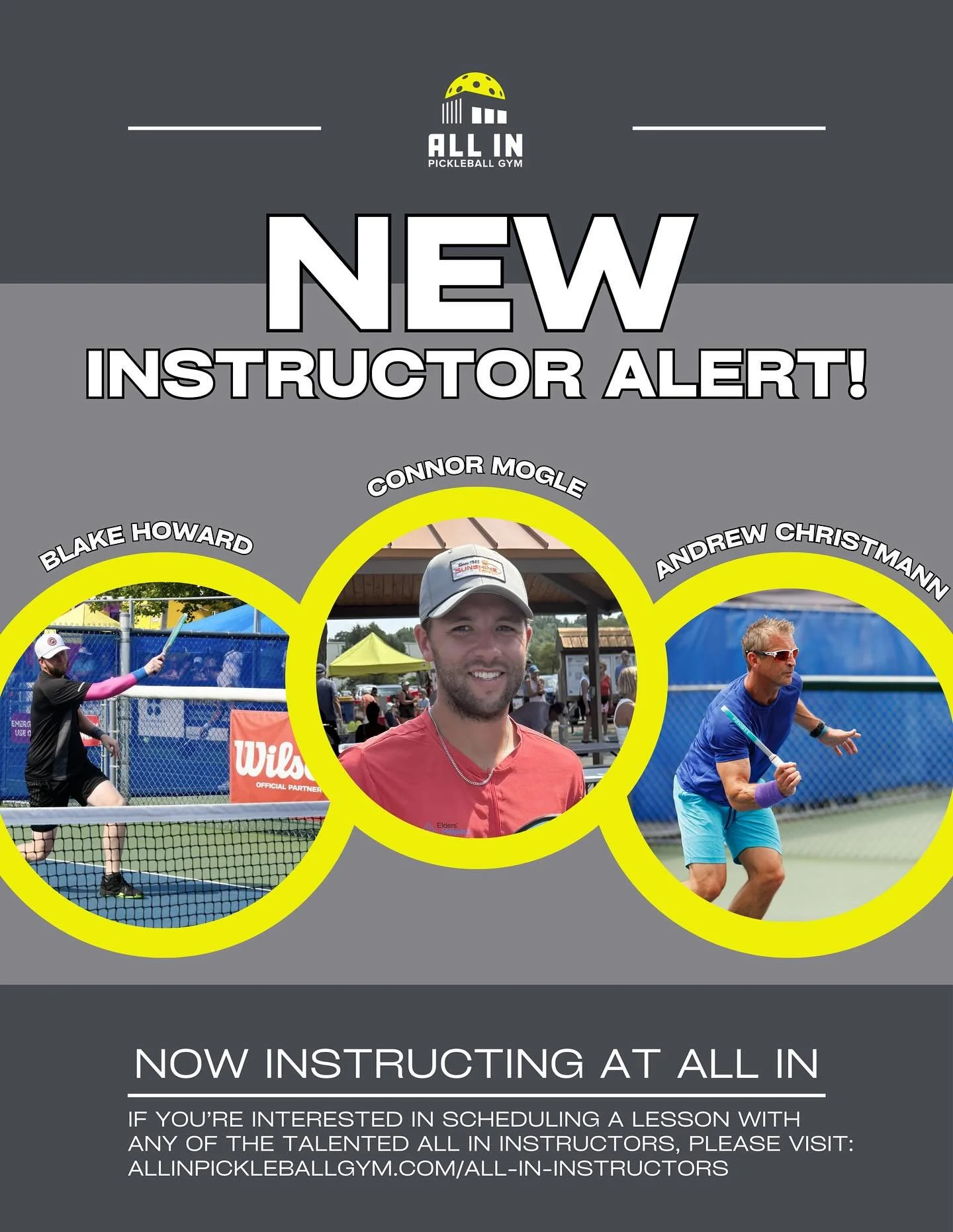 We are so excited to add these 3 extraordinary instructors and players to our talented team of All In Pickleball Gym instructors! If you are looking for private lessons with these instructors or any members of our team, you can click this link below 