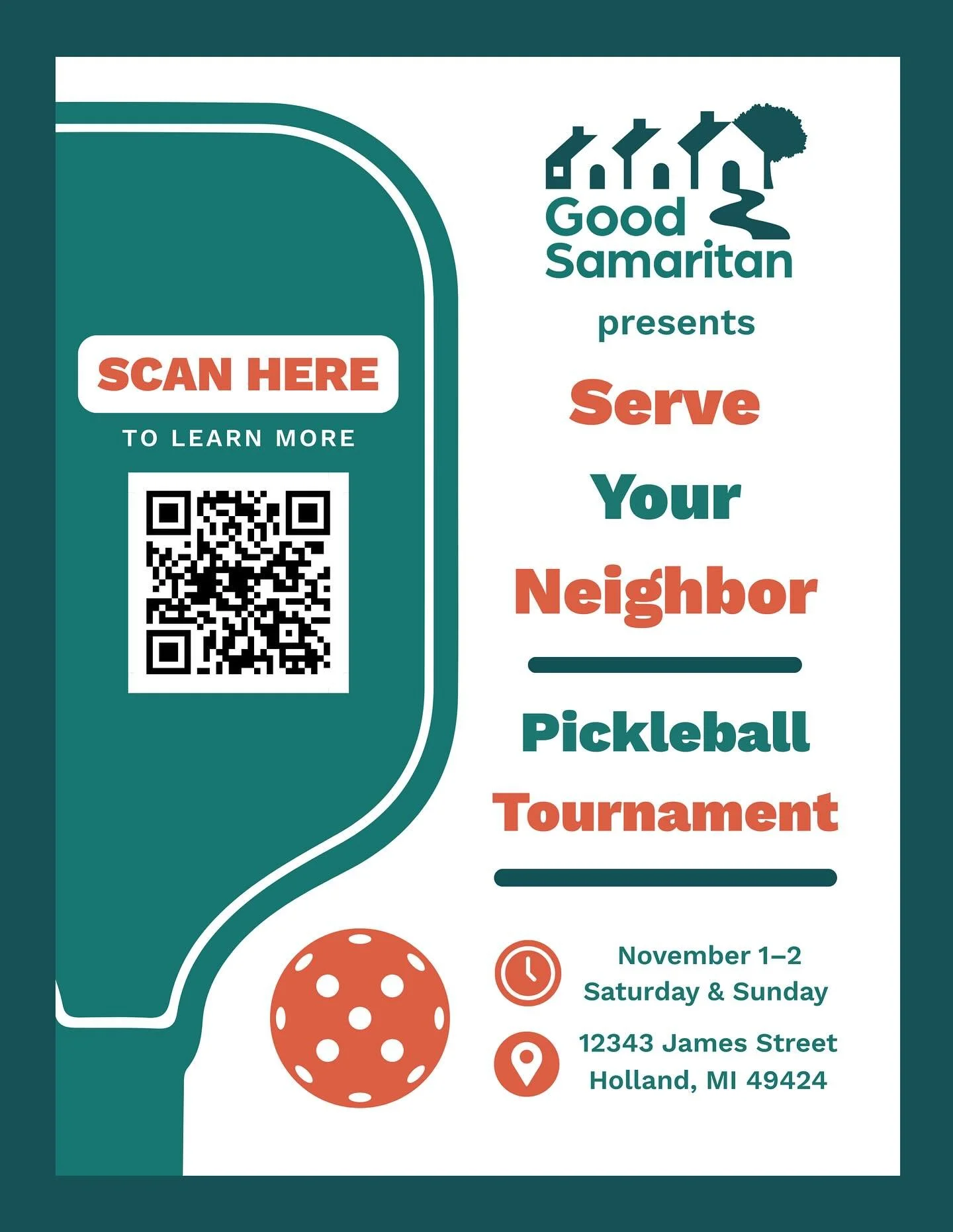 All In Pickleball Gym is excited to be partnering with Good Samaritan of Ottawa County in running the 1st Annual Serve Your Neighbor Charity Pickleball Tournament at the newly opened Holland Charter Township Community Center, Saturday, November 1st -
