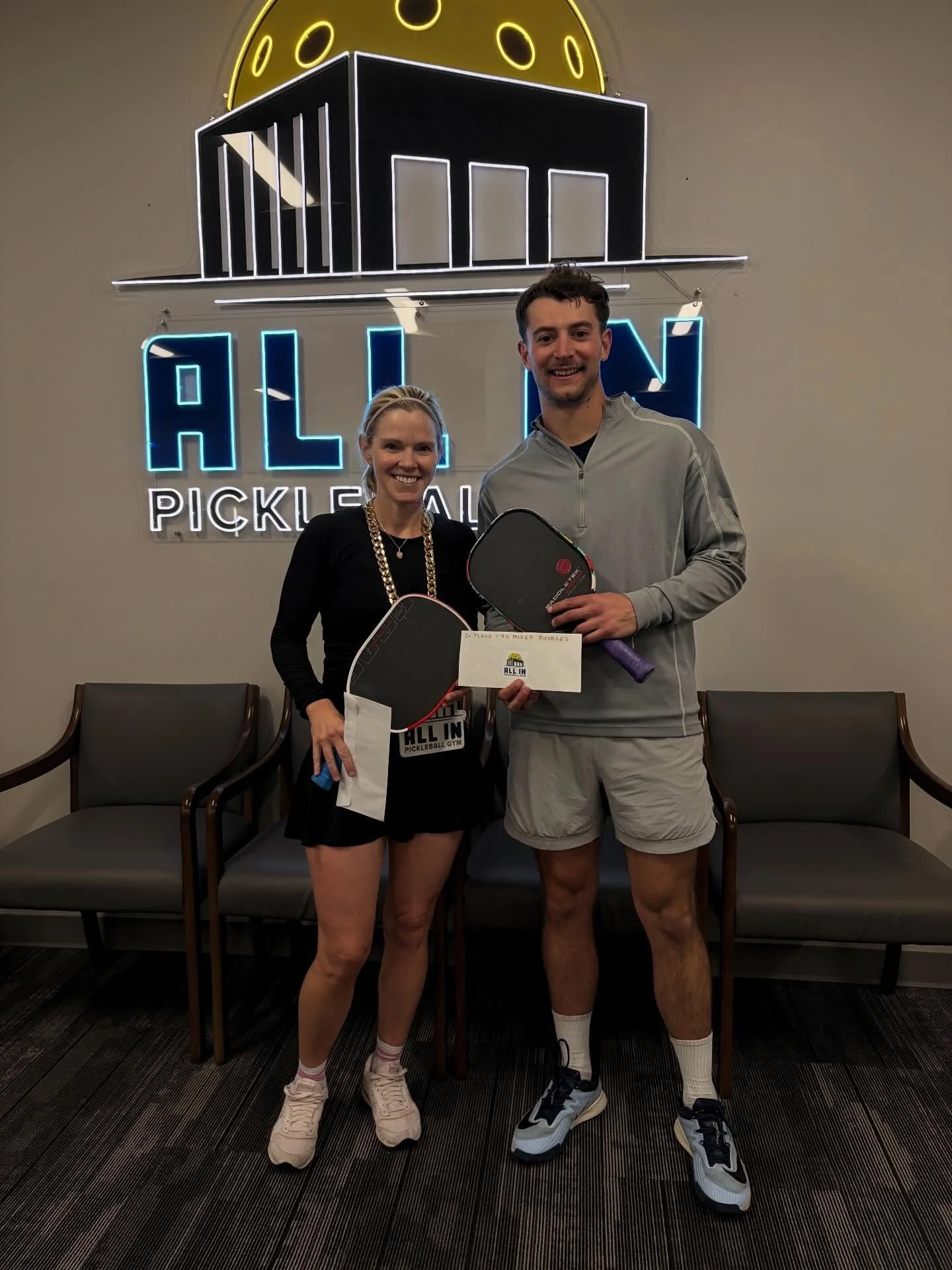 Such a fun night at All In Pickleball Gym Byron Center for the All In Pickleball Gym Tournament Prep Series 4.5 Mixed Doubles Event (with 5.0+ Challenge Team)! Thank you to all the players who competed and Mr. Zac Benting for running a smooth tournam