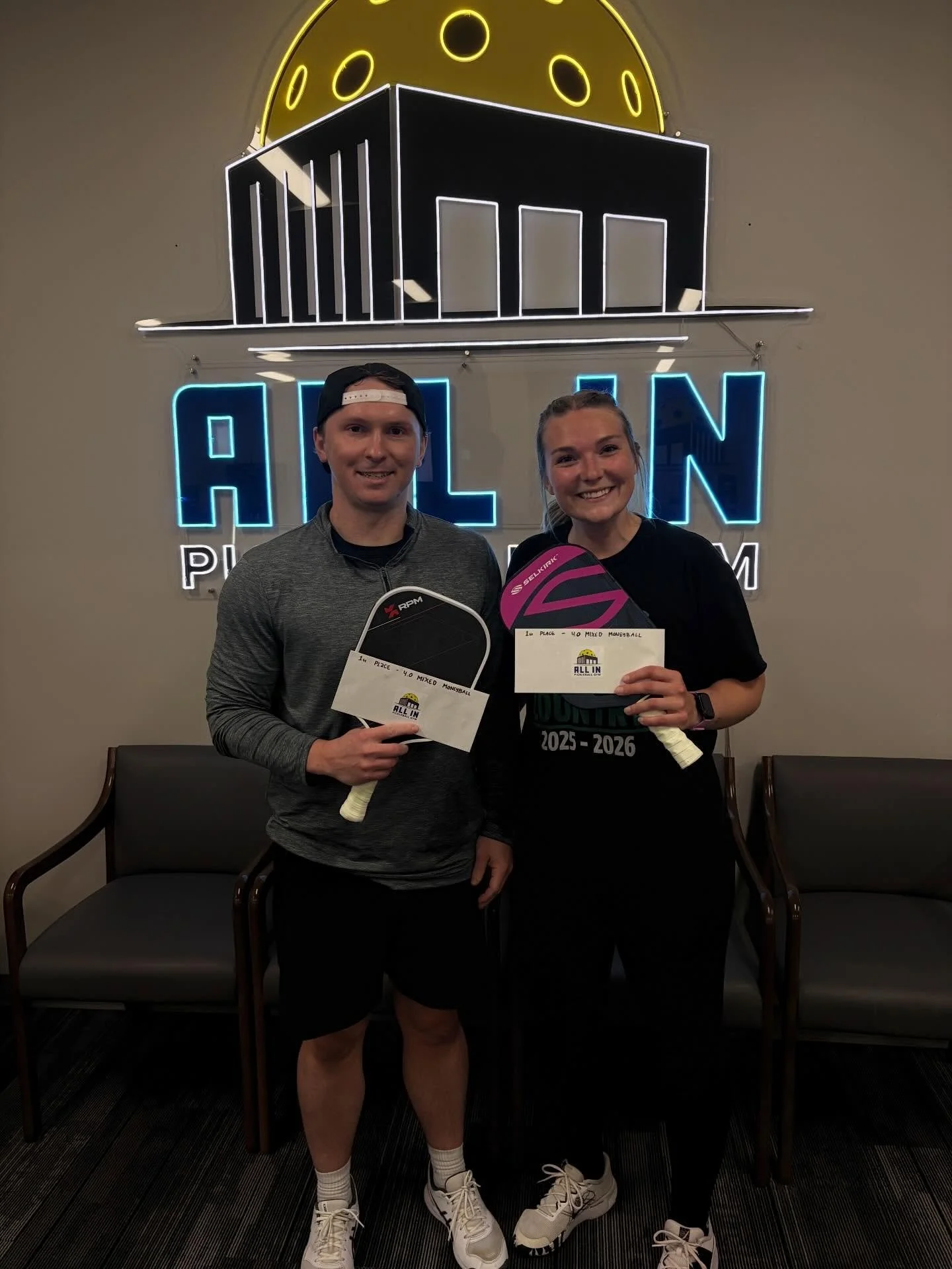 Thursday nights are for testing your talents and fun at All In Pickleball Gym! Last night was the All In Pickleball Gym Tournament Prep Series 4.0 Mixed Doubles Event (with 5.0+ Challenge Team of Zippora Benting &amp; Seth Scharich)! Thank you to all