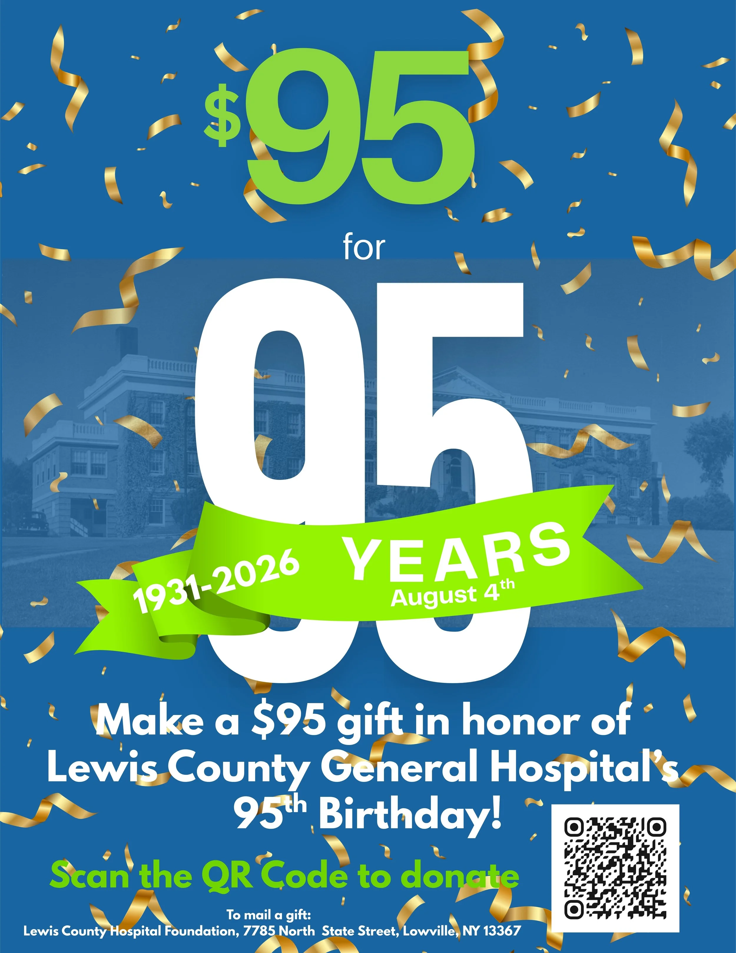 Lewis County Hospital Foundation Launches "$95 for 95 Years" Campaign to Celebrate Lewis County General Hospital's 95th Anniversary