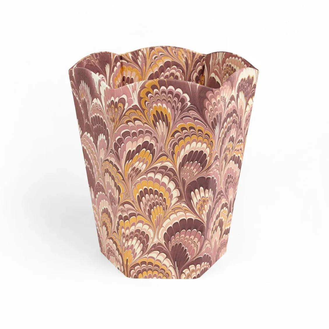 Marbled Scalloped Collapsible Waste Basket
