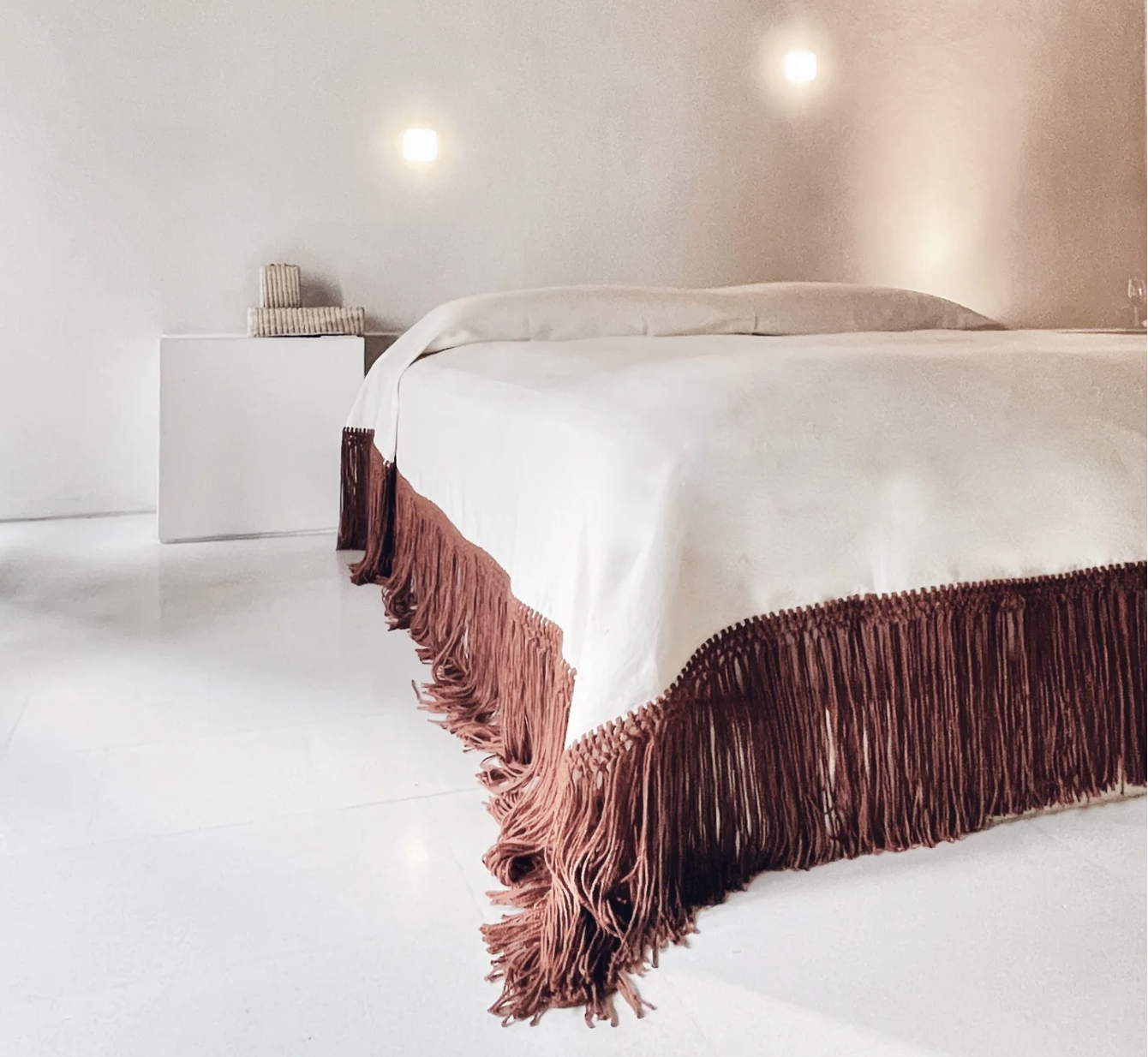 Heritage linen bedspread made in Oaxaca.  