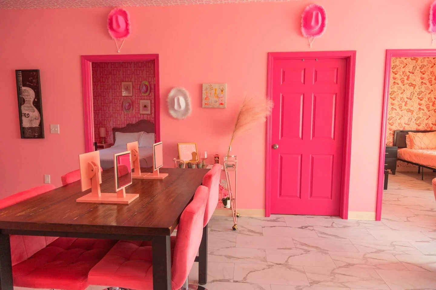 This Nashville retreat blends playful pink tones with modern luxury — designed to spark joy and unforgettable stays.