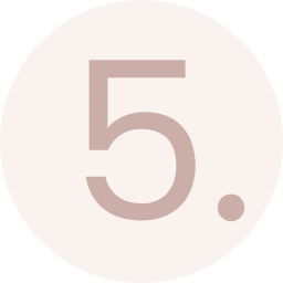 A beige circle with a pink number five in the middle for Principle Number 5.