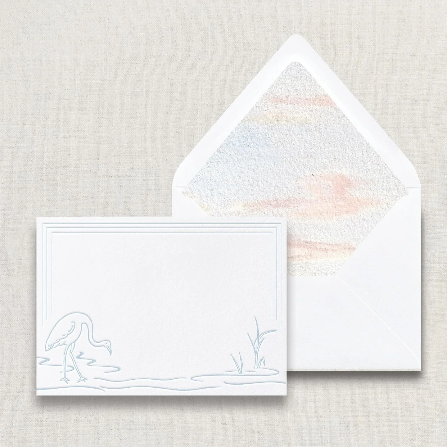 Follow @studiocypherco to shop &bull;

Stationery set featuring an original oil painting as an envelope liner. Paired with an all-cotton, letterpressed notecard. The illustration is hand calligraphed with a nib and ink before it is digitized for prin