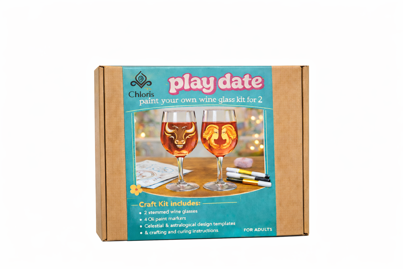 Play Date Paint Your Own Wine Glass - 2 Adults