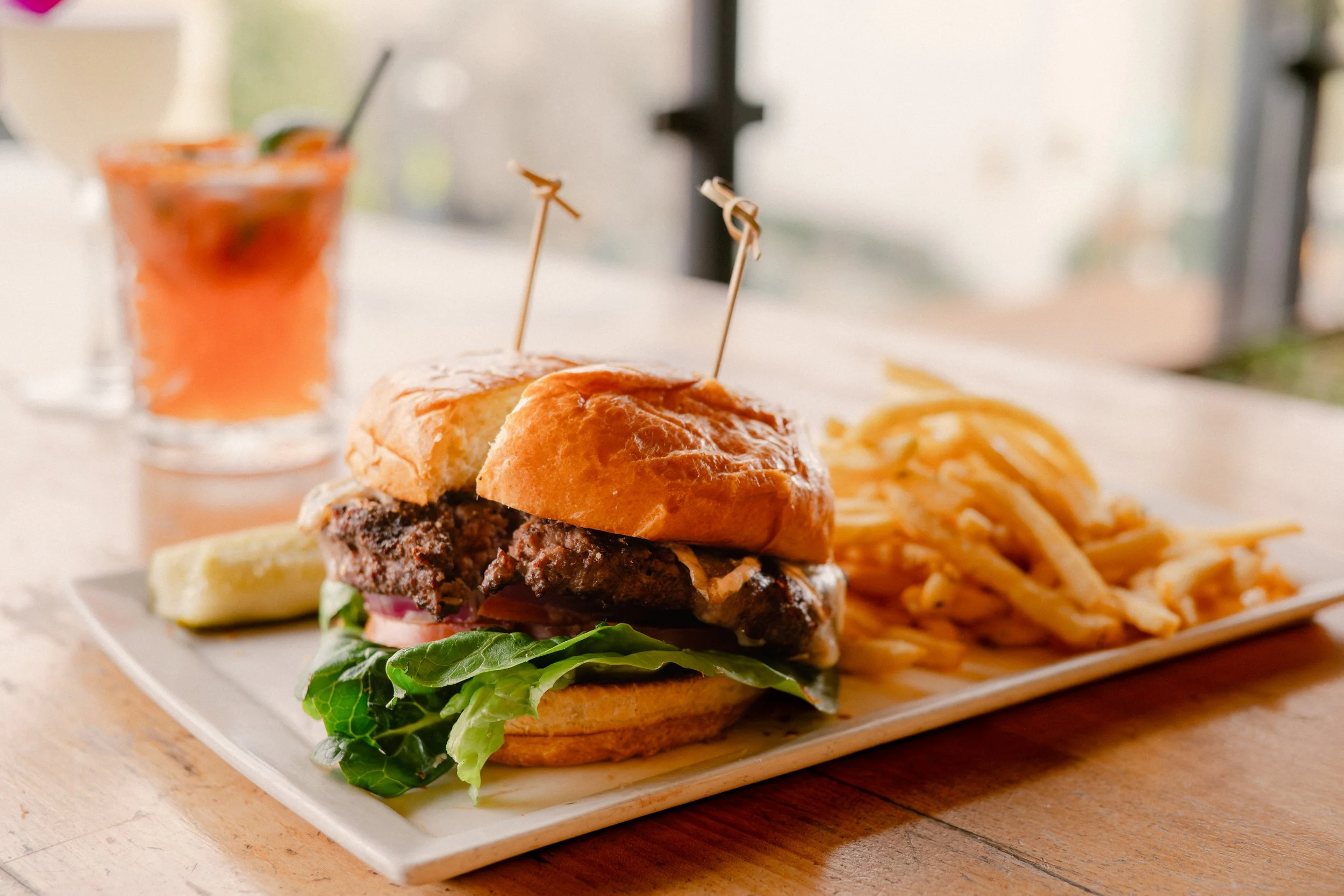 rooftop burger and cocktail 
