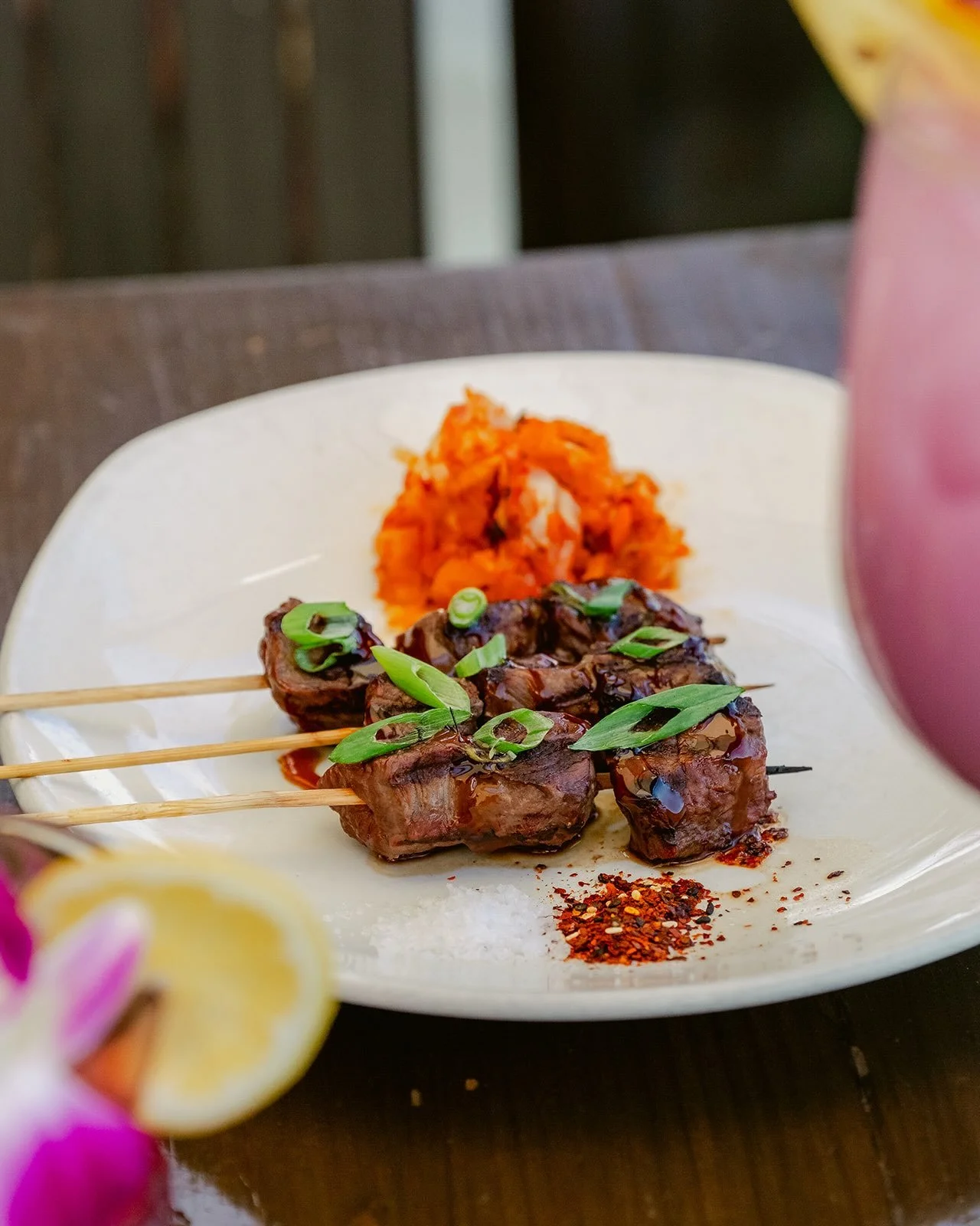 Start with the Wagyu Skewers. Wagyu beef, kimchi, tare sauce &mdash; A starter made to stand out 🥩

#rooftopwc #rooftoprestaurant #walnutcreek #downtownwalnutcreek #bayarearestaurants