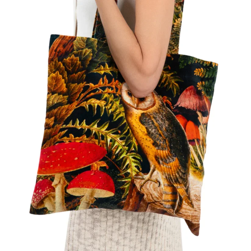 wild woodland owl tote.webp