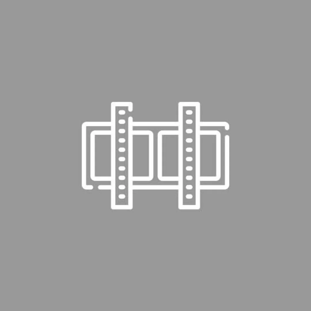 Line drawing of a dumbbell with a bar and two weight plates on each end, on a gray background.