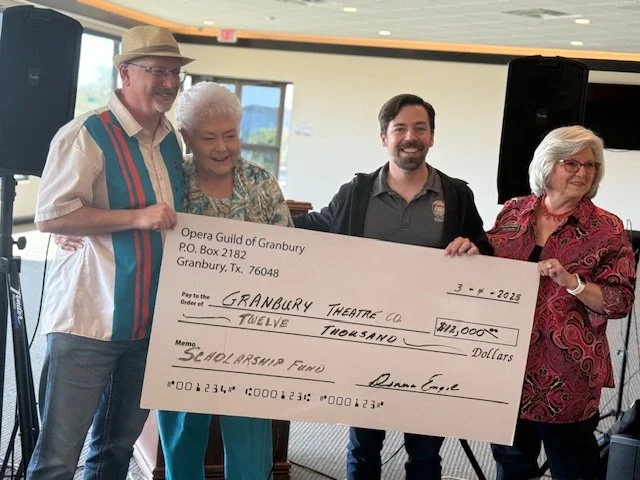 Opera Guild presents check to the Granbury Theatre Company