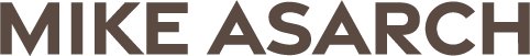 Text displaying 'MIKE ASARCH' in bold uppercase letters