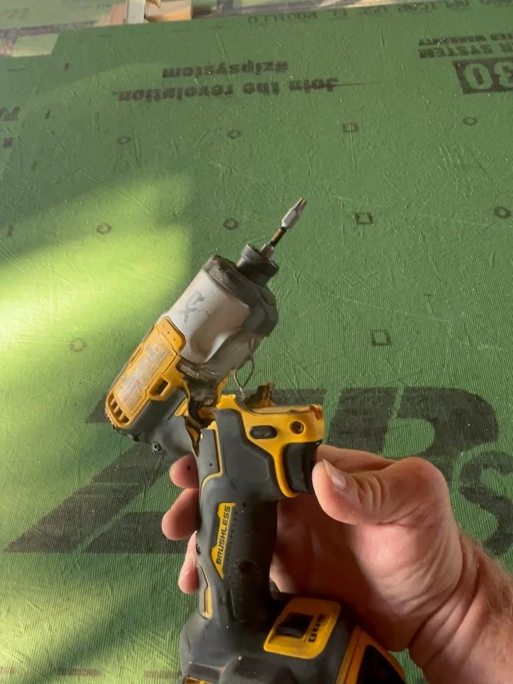 Tough as nails. Fell off a roof. Still works&hellip; kinda. @dewalttough #dewalt #buildcraft #impactdriver #construction