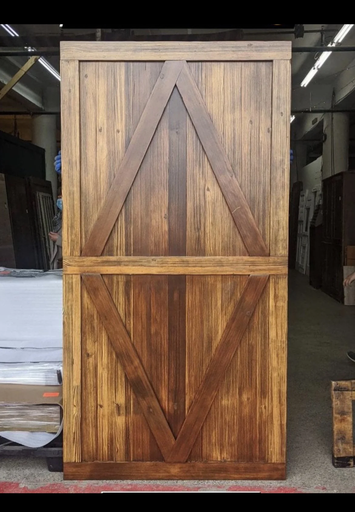 Custom barn door milled from old varsity bleachers // Hamtramck, MI