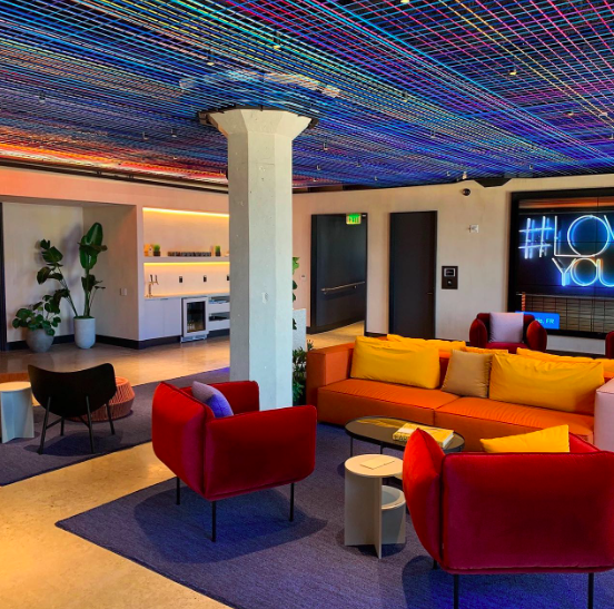 Twitter HQ reception ceiling treatment w/ One Hat One Hand  // San Francisco, CA