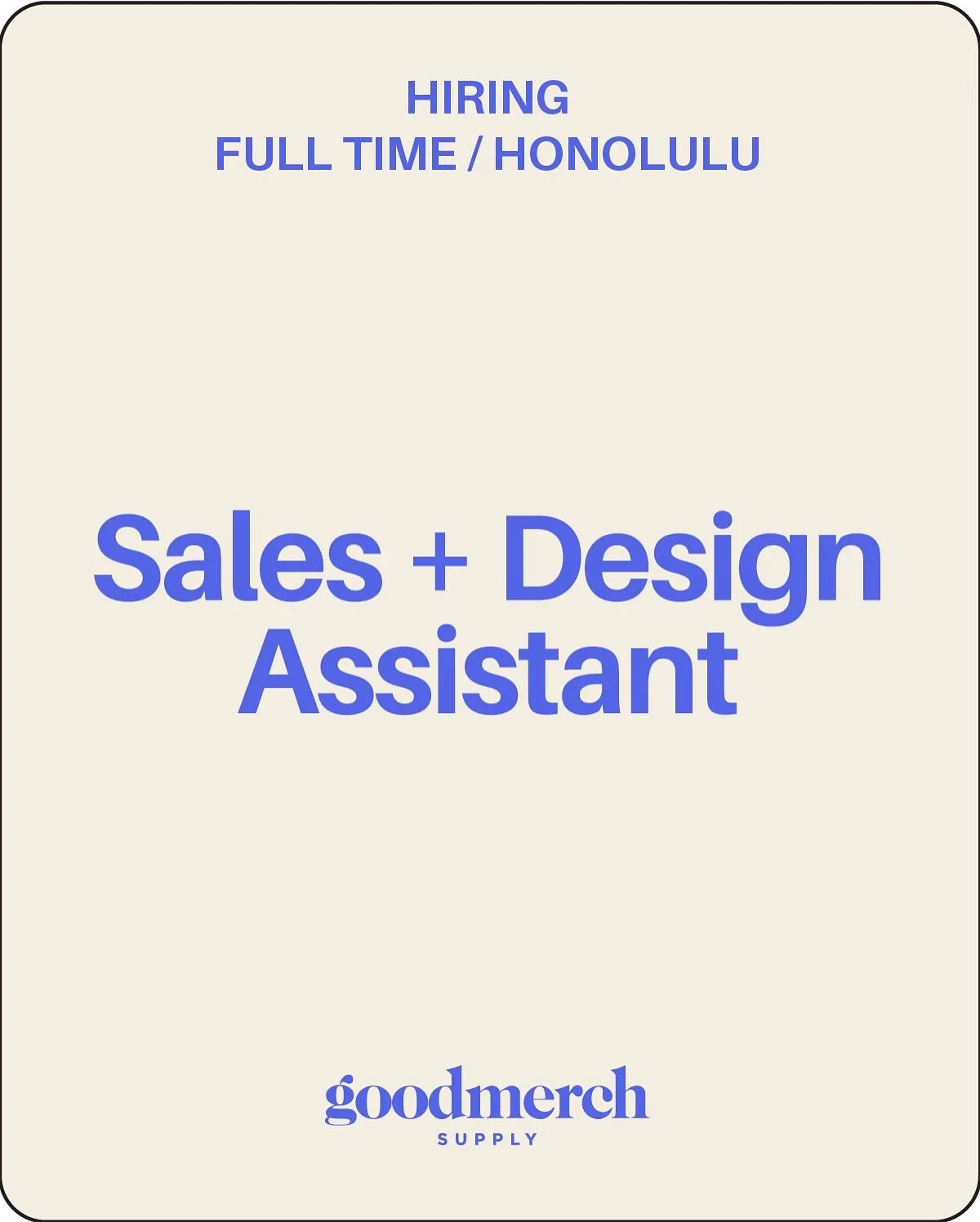 Are you a jack of all trades? We&rsquo;re hiring a Sales + Design Assistant to join our team! If you love multitasking, problem-solving, and bringing creative ideas to life, we&rsquo;d love to meet you✨ email your cover letter and resume to taylor@go