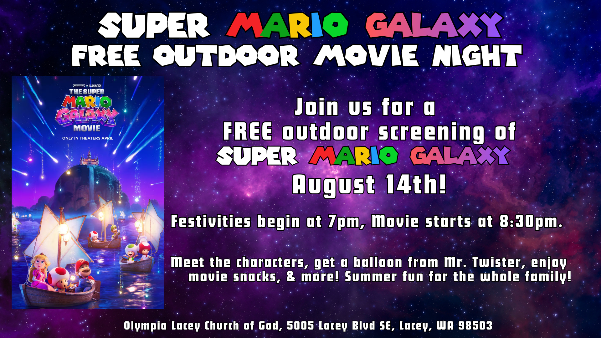 FREE Outdoor Movie Night: Super Mario Galaxy