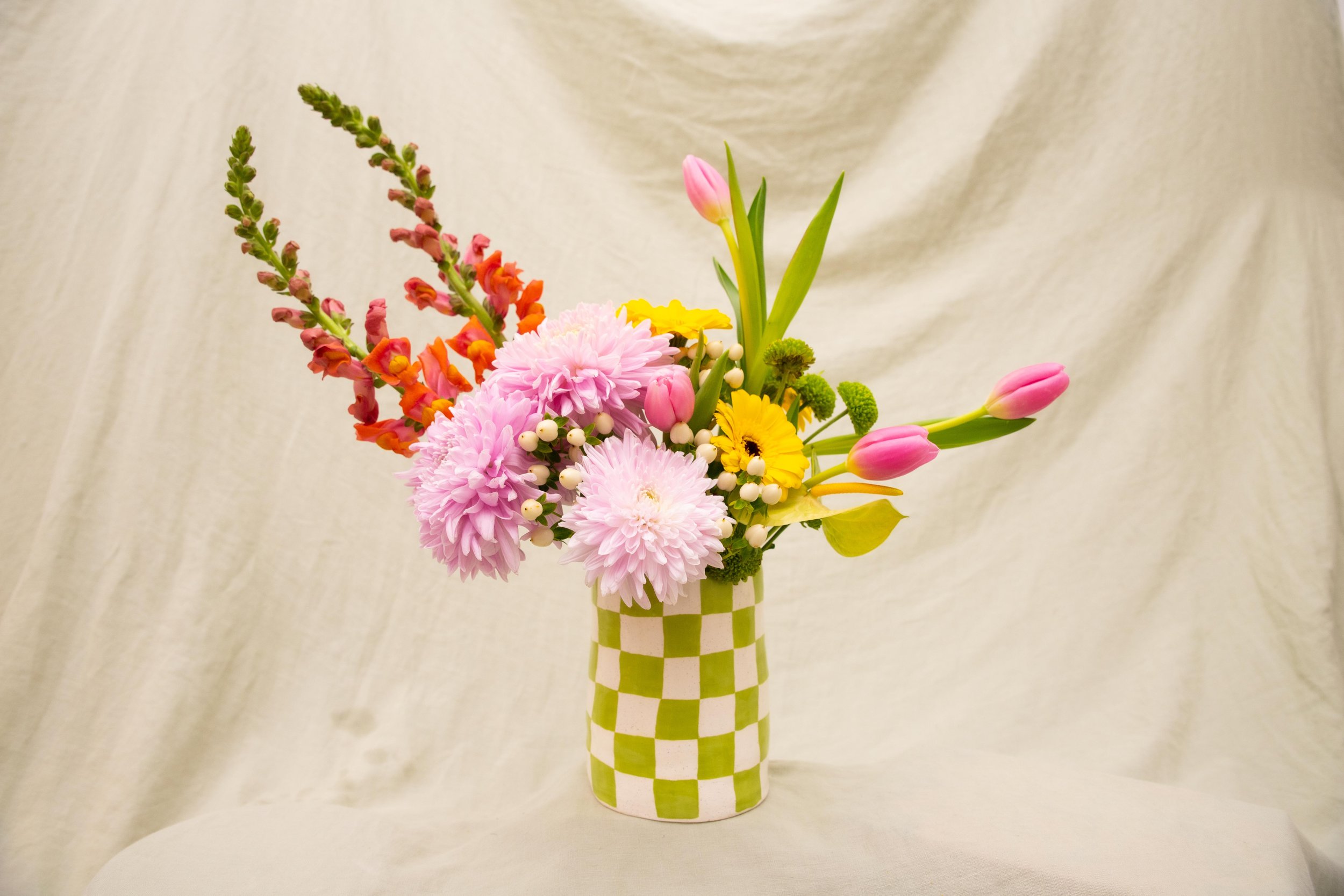 Green Checkered Vase