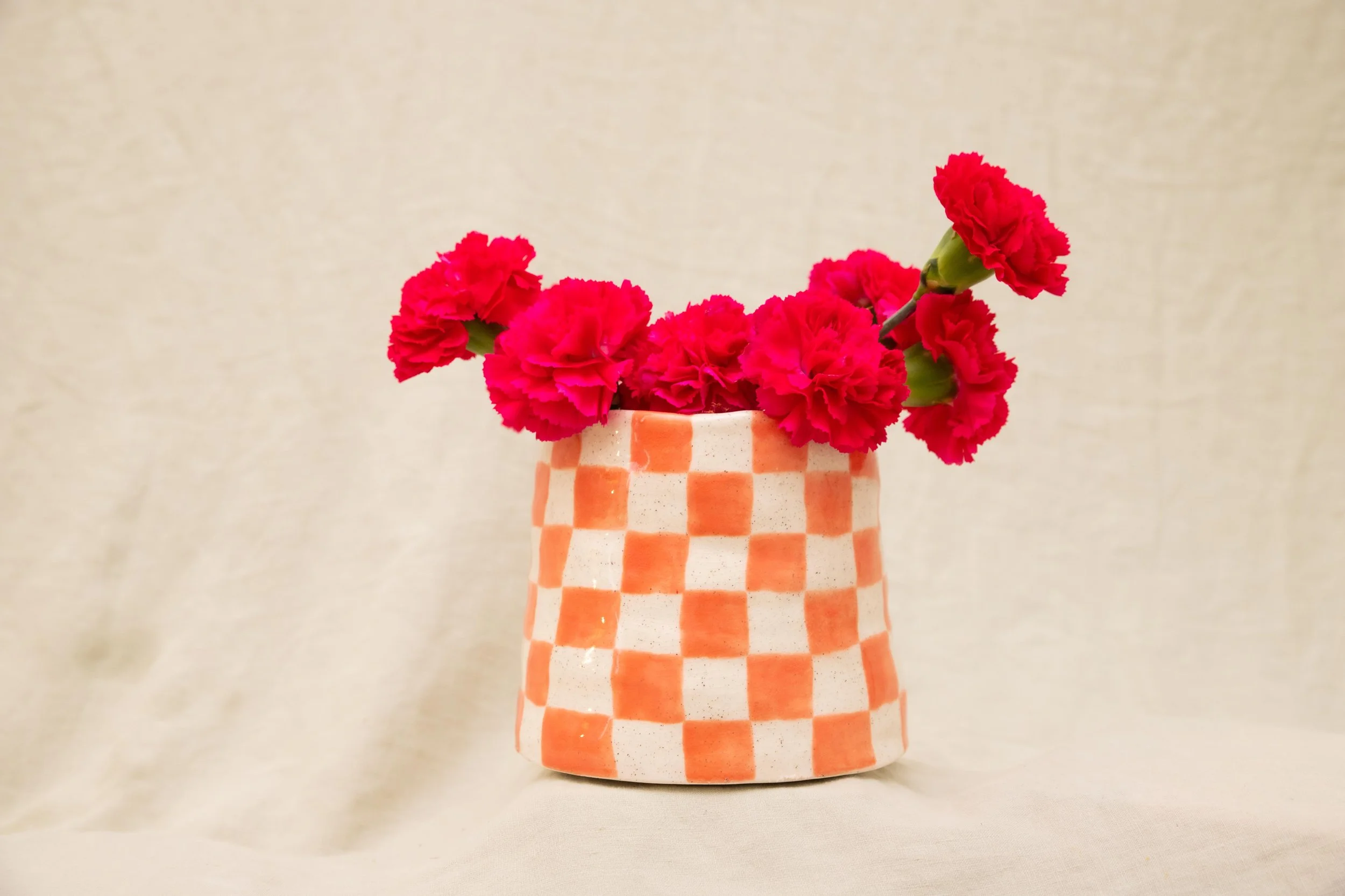 Pink Checkered Vase