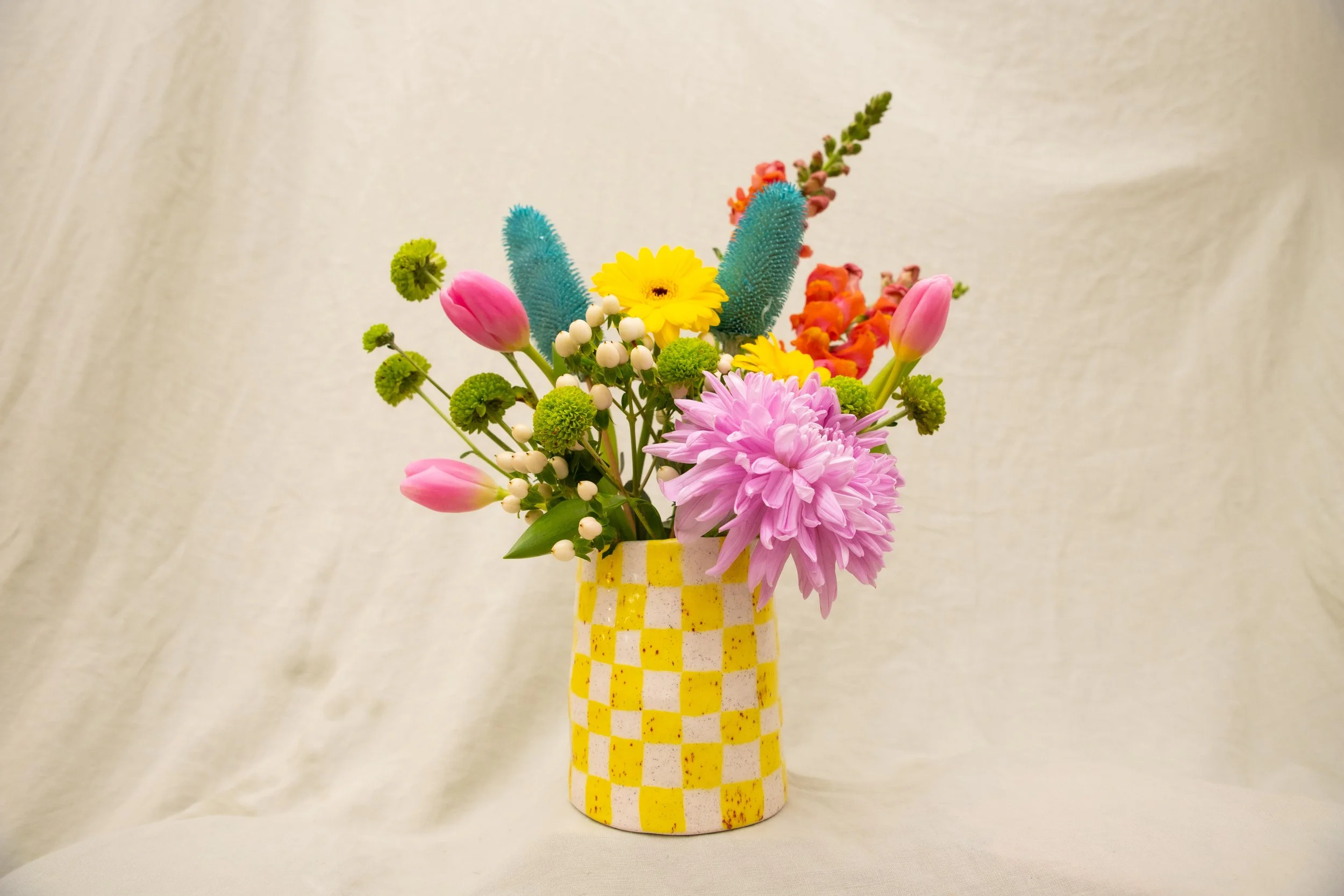 Yellow Checkered Vase