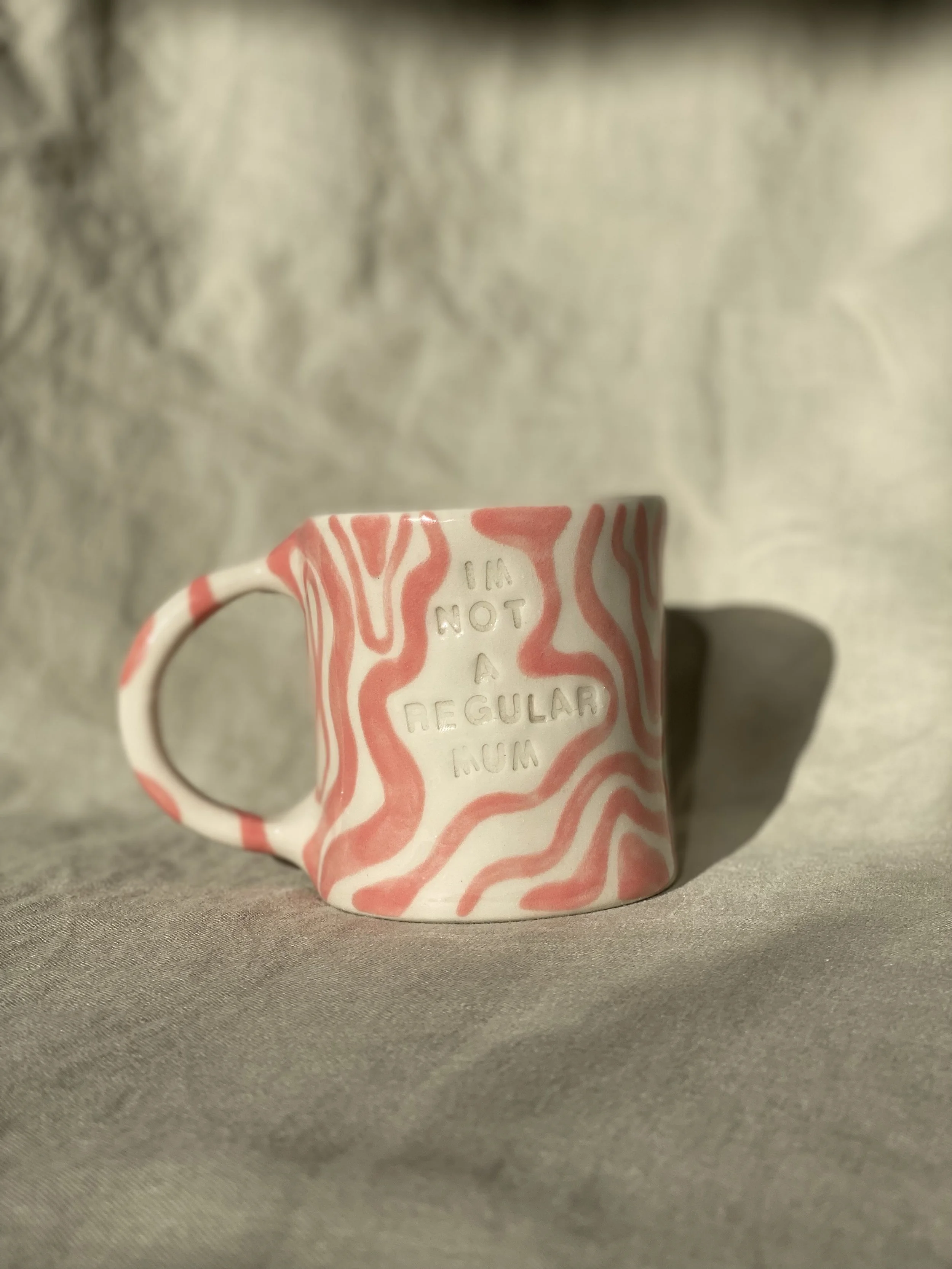 "I'm not a regular mum I'm a cool mum" Mug (pink swirl)